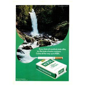 1972 Kool Cigarettes Waterfall Vintage Print Ad Thought Bubble Water Fall Rapids